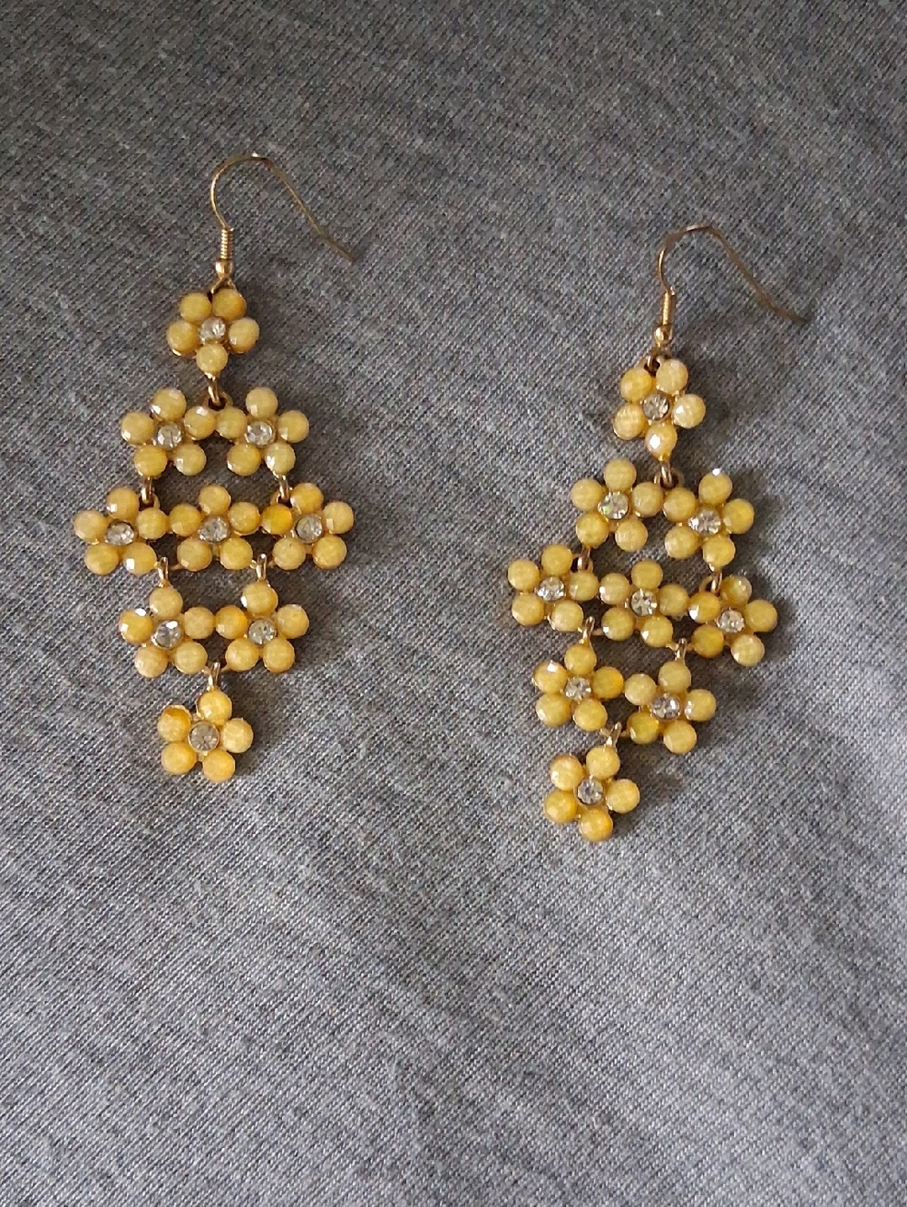 Yellow Floral Dangle Earrings - Brand Not Visible